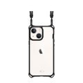 ITSkins - iPhone 13 Hybrid Sling Antimikrobielle Necklace Kordel Schmal Schutz Hardcase Hülle (Fallschutz 3 Meter) - Schwarz / Transparent