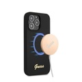 Guess - iPhone 13 Pro MagSafe Silikon Hardcase Hülle Vintage Script (GUHMP13LLSLMGBK) - Schwarz / Gold