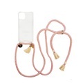 ETUUI - iPhone 12 Mini Necklace Hybrid TPU Hülle Air Cushion Fallschutz + Handykette - Rosa