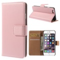 iPhone 6 / 6S Echtleder Tasche Flip Cover mit Karten Etui - Rosa