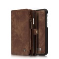 Caseme - iPhone 8 / iPhone 7 3in1 Echtleder Tasche + Hardcase und Karten Etui - Dunkelbraun