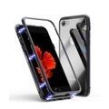 iPhone 8 / iPhone 7 Magnetische Alu Schutzhülle mit Panzer Glas Backcover (Magnet-Technologie) - Schwarz