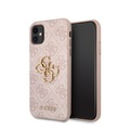 Guess, Guess - iPhone 11 Leder Hardcase Hülle Metall Logo (GUHCN614GMGPI) - Rosa / Gold