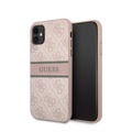 Guess, Guess - iPhone 11 Leder Hardcase Hülle Streifen Logo (GUHCN614GDPI) - Rosa