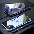 iPhone 11 Magnetische Alu Schutzhülle mit Panzer Glas Backcover + Displayschutz (Magnet-Technologie) - Dunkelblau