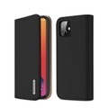 Dux Ducis - iPhone 12 Mini Flip Wallet Cover Echtleder Tasche Wish Series - Schwarz