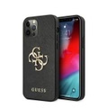 Guess - iPhone 12 / iPhone 12 Pro Leder Saffiano Hardcase Hülle Metall Logo (GUHCP12MSA4GGBK) - Schwarz / Gold