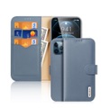 Dux Ducis - iPhone 12 / iPhone 12 Pro Flip Wallet Cover Echtleder Tasche (RFID Schutz) - Blau