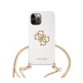 Guess - iPhone 12 Pro Max Necklace Silikon Soft Touch Hülle Snake Chain + Schlangenkette (GUHCP12LLSC4GWH) - Weiss / Gold