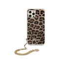Guess - iPhone 12 Pro Max Hardcase Hülle Air Cushion Chain Leopard + Trageschlaufe (GUHCP12LKSLEO) - Gold