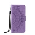 Apple, iPhone 12 Pro Max Leder Tasche Wallet - Mandala Flowers - Lila