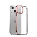 Baseus - iPhone 13 Hardcase Hülle Anti-Fingerprint + Galvanisierter Rahmen - Roségold / Transparent