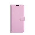 iPhone 13 Leder Tasche Flip Cover Litchi Look - Rosa