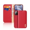 Dux Ducis - iPhone 13 Mini Flip Wallet Cover Echtleder Tasche (RFID Schutz) - Rot