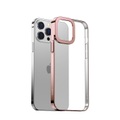 Baseus - iPhone 13 Pro Hardcase Hülle Anti-Fingerprint + Galvanisierter Rahmen - Roségold / Transparent