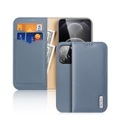 Dux Ducis - iPhone 13 Pro Flip Wallet Cover Echtleder Tasche (RFID Schutz) - Blau