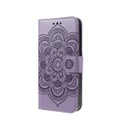 iPhone 13 Pro Max Leder Tasche Wallet - Mandala Flowers - Lila
