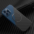 iPhone 13 Pro MagSafe Hardcase Hülle im Carbon Look - Schwarz / Blau