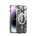iPhone 14 Pro Max Magnetische MagSafe Alu Schutzhülle mit Panzer Glas Backcover + Display- / Kameraschutz (Magnet-Technologie) - Schwarz