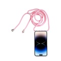 Apfelkiste © - iPhone 14 Pro Necklace Gummi Hülle Air Cushion Fallschutz + Handykette (150cm) - Rosa / Silber