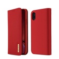 Dux Ducis - iPhone Xr Flip Wallet Cover Echtleder Tasche Wish Series - Rot