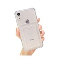 iPhone Xr Gummi Case Hülle mit Kartenfach + Air Cushion Fallschutz - Transparent