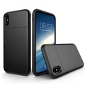 iPhone Xs / X Hybrid Schutzhülle Wallet Cover mit Karten Slot - Schwarz