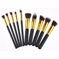 10-teiliges Beauty Make Up Puder Pinsel Set - Schwarz / Gold