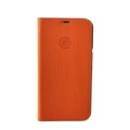 Mike Galeli - iPhone 14 Pro Max Echtleder Book Case Tasche Flip Cover Hand Made (MARCIP14PROMAX-M05) - Orange