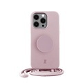 PopSockets - (by Just Elegance) iPhone 13 Pro Max PopGrip 3in1 Necklace Gummi Hülle + Handykette (150cm) + PopSockets (30187) - Rose Breath