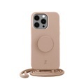 PopSockets - (by Just Elegance) iPhone 13 Pro PopGrip 3in1 Necklace Gummi Hülle + Handykette (150cm) + PopSockets (30177) - Beige