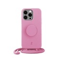 PopSockets - (by Just Elegance) iPhone 14 Pro Max PopGrip 3in1 Necklace Gummi Hülle + Handykette (150cm) + PopSockets (30154) - Pastel Pink