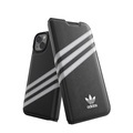 adidas Originals - iPhone 14 Booklet Case Leder Etui Tasche (50195) - Schwarz / Weiss