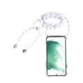 Apfelkiste © - Samsung Galaxy S22+ Plus 5G Necklace Gummi Hülle Air Cushion Fallschutz + Handykette (150cm) - Weiss / Silber