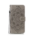 Samsung Galaxy Note 10+ Plus Leder Tasche Wallet - Mandala Flowers - Grau