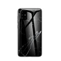 Samsung Galaxy A51 Hardcase Hybrid Schutzhülle Glas Rückseite Marmor Marble - Schwarz / Weiss