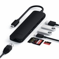 Satechi - USB C Multiport Adapter Slim Hub mit USB C (PD/60W) / 4K HDMI / 2x USB 3.0 / Gigabit Ethernet / SD & Micro SD Kartenlesegerät (ST-UCSMA3K) - Schwarz