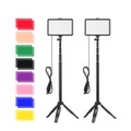 (2er Set) USB LED Video Beleuchtung Foto Selfie Licht mit 16 Farbfiltern + Stativ (3200K-5600K) - Schwarz