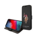 U.S. Polo Assn. - iPhone 12 / iPhone 12 Pro Leder Tasche Book Cover Embroidery Collection (USFLBKP12MPUGFLBK) - Schwarz