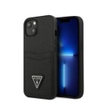 Guess - iPhone 13 Leder Saffiano Hardcase Hülle mit Kartenfach (GUHCP13MPSATPK) - Schwarz