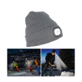Winter Strick Mütze mit integrierte LED Stirnlampe (Wiederaufladbar) - Grau