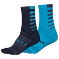 Endura - Coolmax Stripe Socken Doppelpack - Velosocken Gr S/M blau