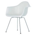 Eames Plastic Armchair RE DAX Stuhl, Sitzschale RE cotton white re, Untergestell weiss pulverbeschichtet (glatt), Gleiter weiss für teppichböden