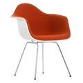 Eames Plastic Armchair DAX Vollpolster Stuhl, Sitzschale RE cotton white re, Stoff Hopsak F60 gelb/elfenbein, Keder weiss, Drahtuntergestell basic ...