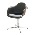 Eames Plastic Armchair RE DAL Sitzpolster Stuhl, Sitzschale RE meerblau re, Stoff Hopsak F60 senf/dunkelgrau, Untergestell aluminium poliert, Gleit...