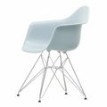 Vitra, Eames Plastic Armchair RE DAR Stuhl, Sitzschale RE cotton white re, Drahtuntergestell glanzchrom, Gleiter weiss für hartböden