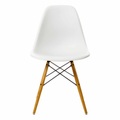 Eames Plastic Side Chair RE DSW Stuhl, Sitzschale RE granitgrau re, Untergestell ahorn schwarz, Gleiter weiss für teppichböden