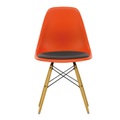 Eames Plastic Side Chair RE DSW Sitzpolster Stuhl, Sitzschale RE eisgrau re, Stoff Hopsak F60 senf/dunkelgrau, Untergestell esche honigfarben, Glei...