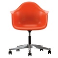 Eames Plastic Armchair RE PACC Bürodrehstuhl, Sitzschale RE poppy red re, Rollen rolle weich gebremst für harte böden