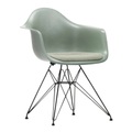 Eames Fiberglass Armchair DAR Sitzpolster-Stuhl, Sitzschale eames sea foam green, Sitz Stoff Hopsak F60 nero/elfenbein 23, Untergestell glanzchrom,...
